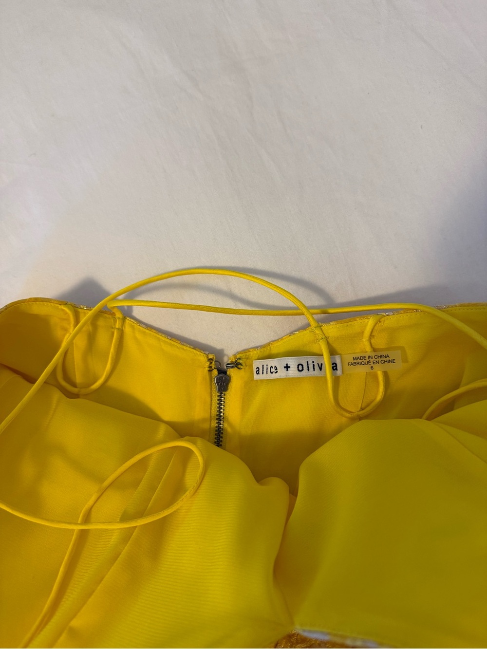 Alice and Olivia Tayla Mini Dress Yellow Gold - Picture 4 of 4